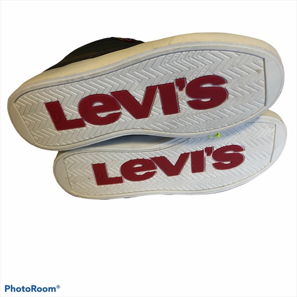 Levi’s Big Kids High Top Blue Canvas Denim Sneakers Size 4.5 - Picture 3 of 8